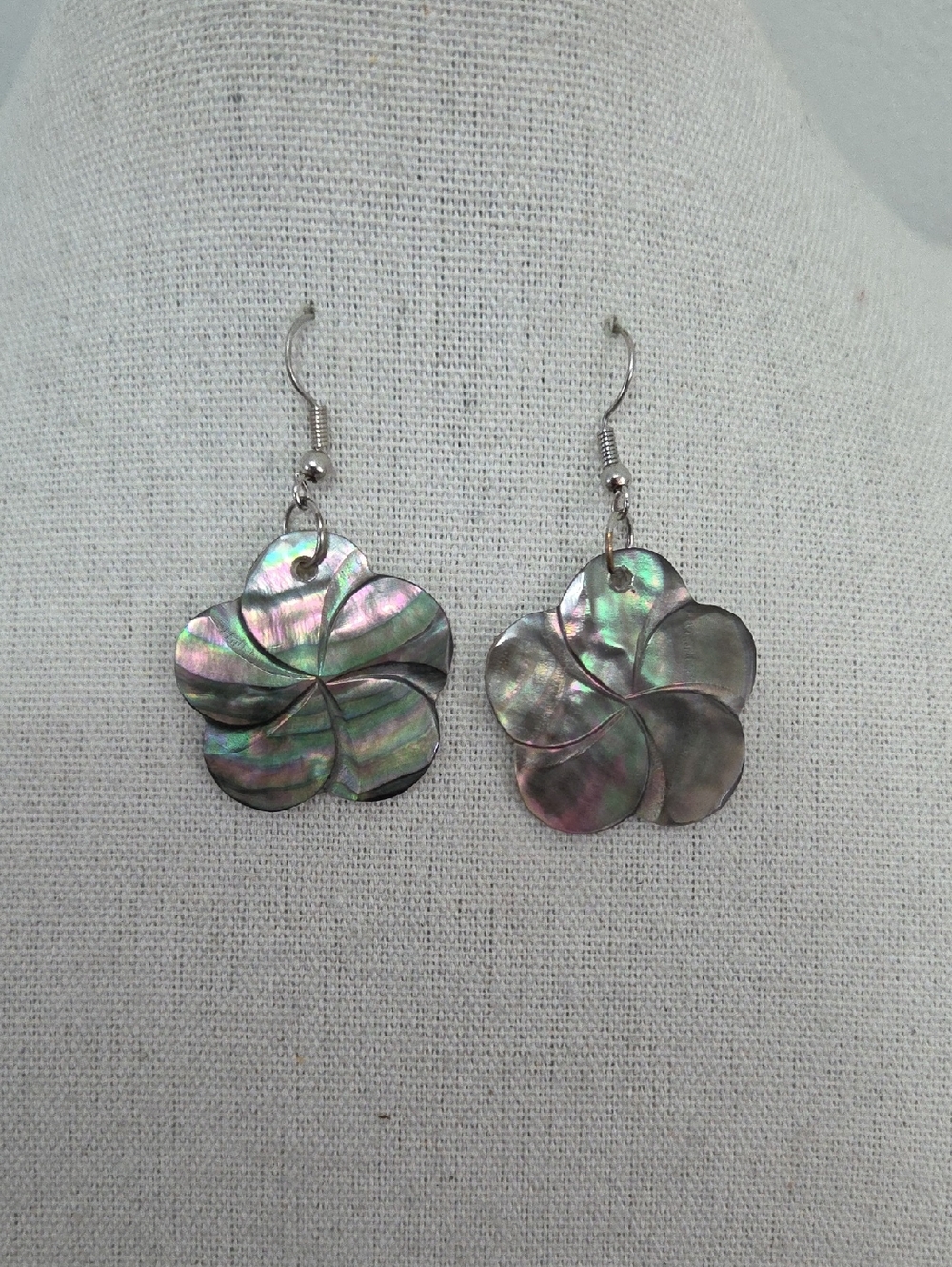 Abalone Five Petal Flower Earrings